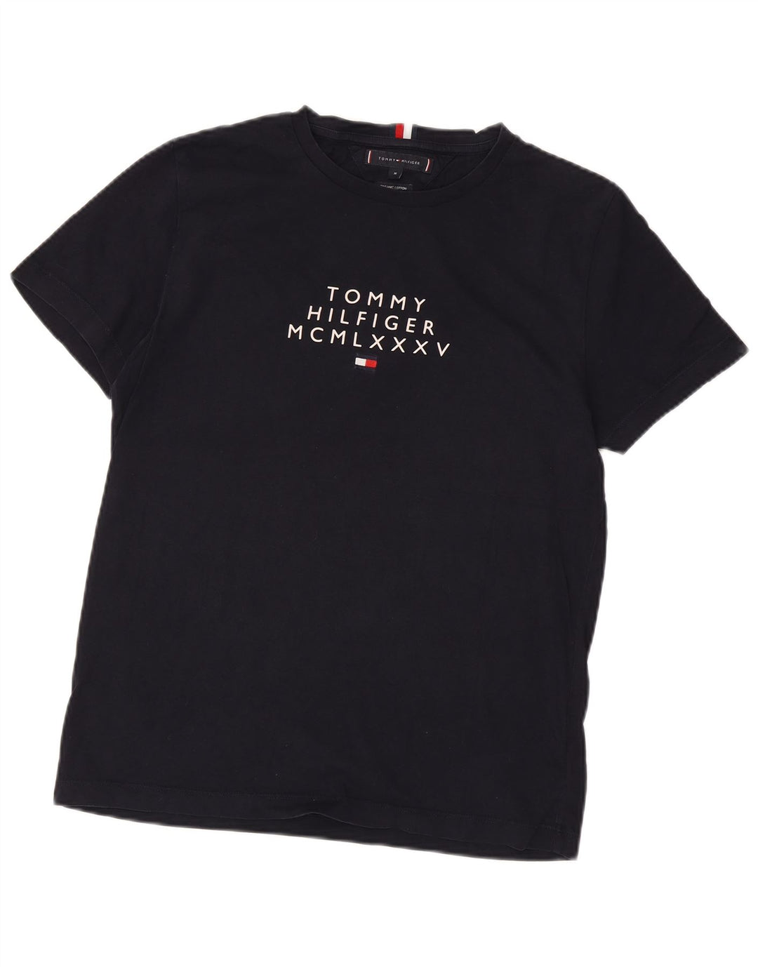 Tommy Hilfiger Herre grafisk T-shirt Top Medium Navyblå Bomuld