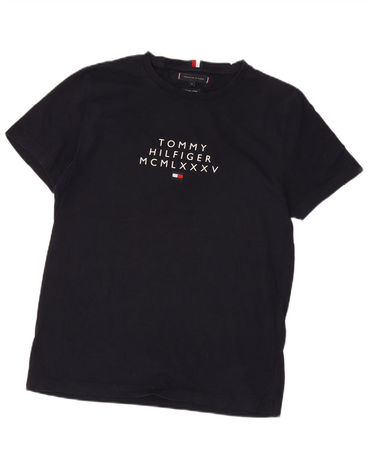 Tommy Hilfiger Herre grafisk T-shirt Top Medium Navyblå Bomuld
