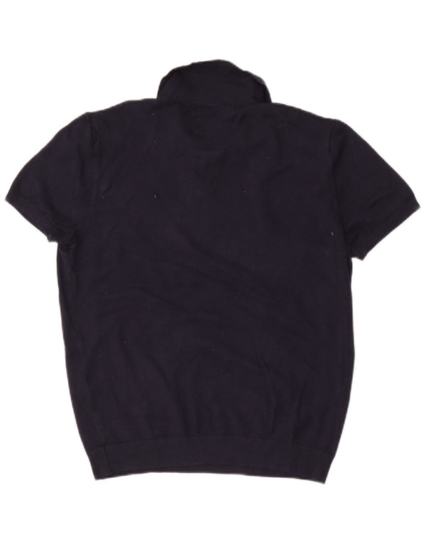 Zara Dame Polo Shirt UK 14 Large Navy Blue Viscose