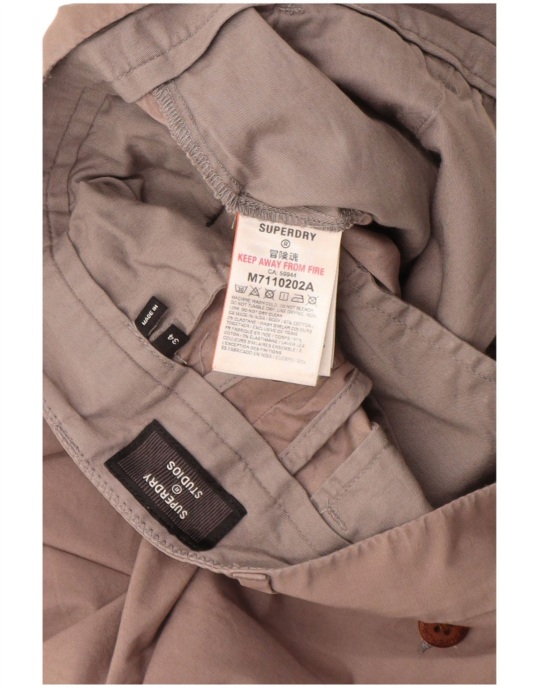 SUPERDRY Chino Shorts til mænd W34 Stor brun bomuld