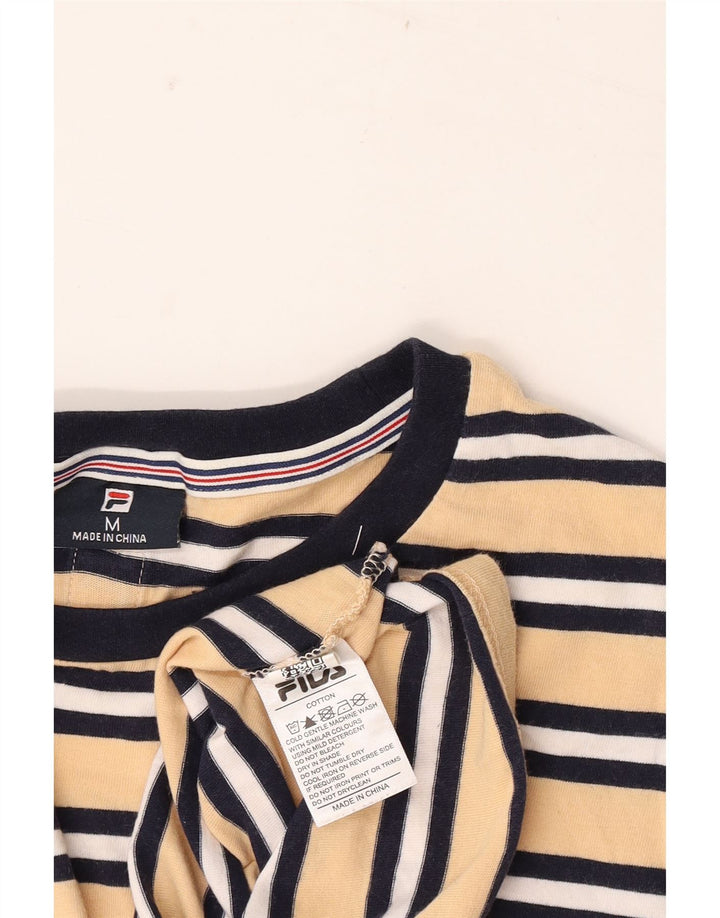 Fila Herre Grafisk T-Shirt Top Medium Gul Stribet Bomuld