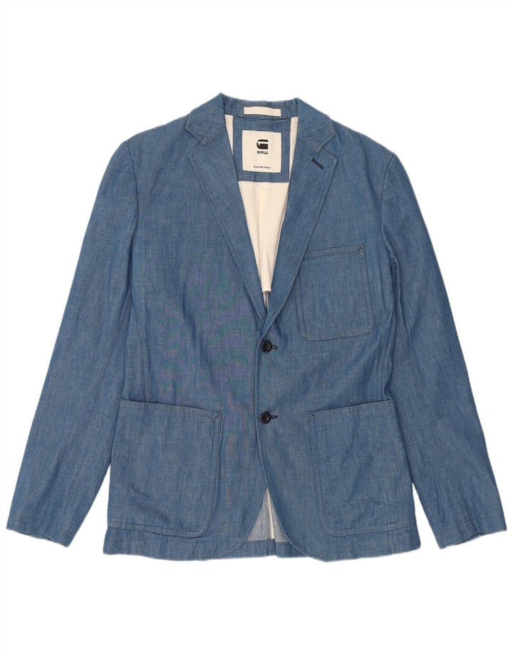 G-STAR Mens 2 Button Blazer Jacket UK 38 Medium Blue Cotton