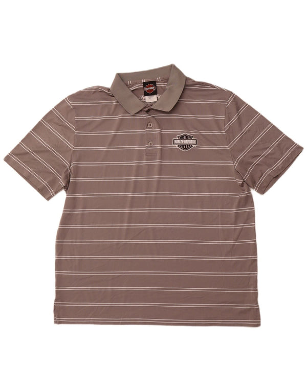 HARLEY DAVIDSON Herre poloshirt XL Gråstribet polyester