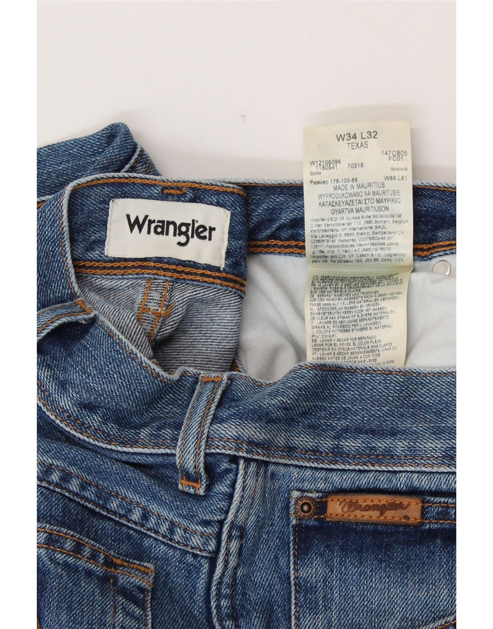 WRANGLER Herre Texas Straight Jeans W34 L32 Blå Bomuld