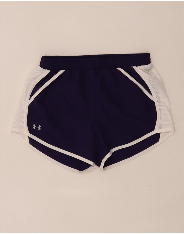 Under Armour Womens Heat Gear Sports Shorts UK 6 XS Lilla Colourblock