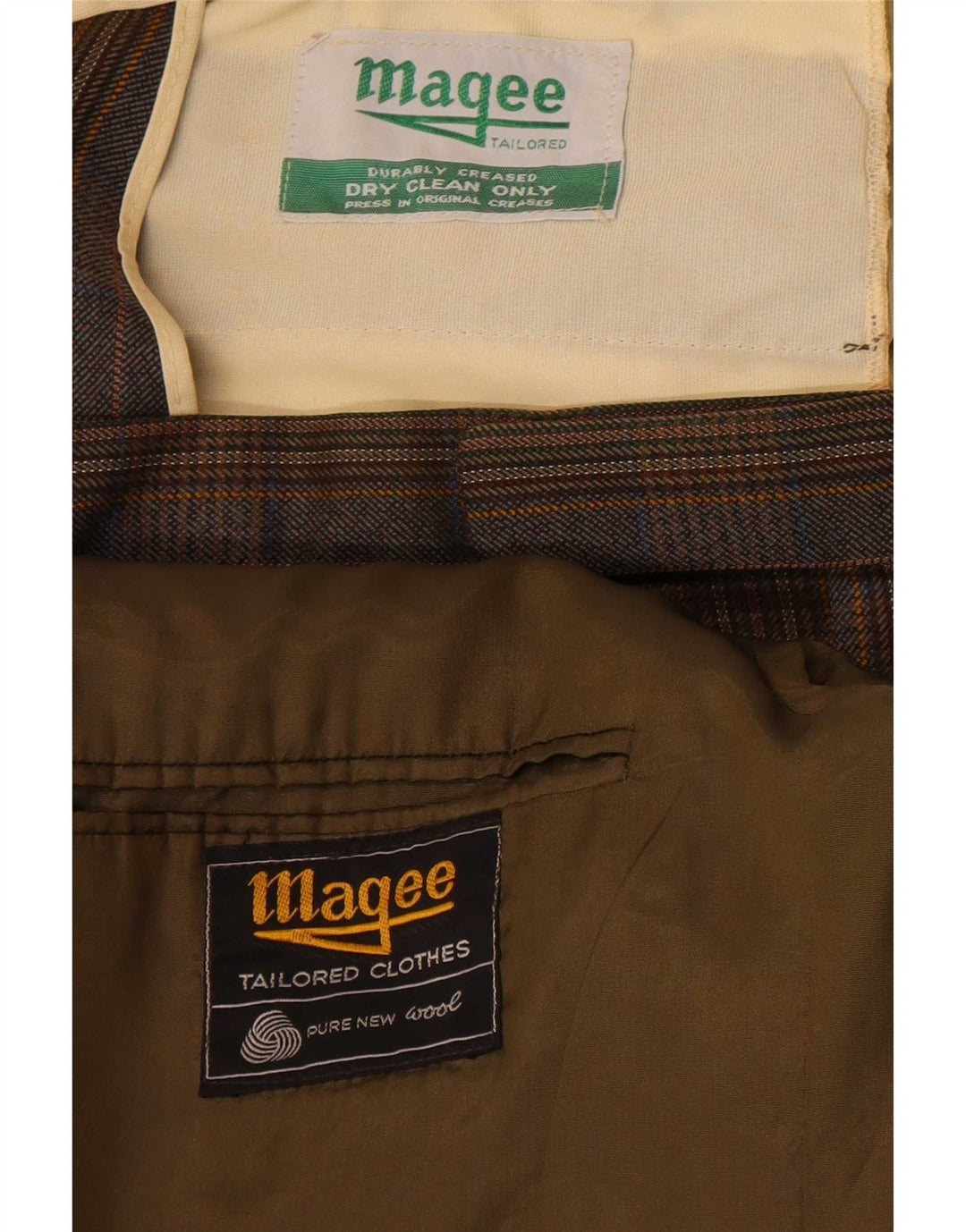Magee Herredragt med 2 knapper UK 38 Medium W32 L32 brun ternet jomfruuld