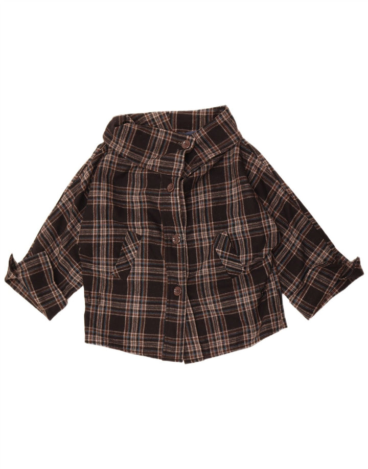 Vintage Dame Bomber Jacket UK 10 Small Brown Plaid Uld