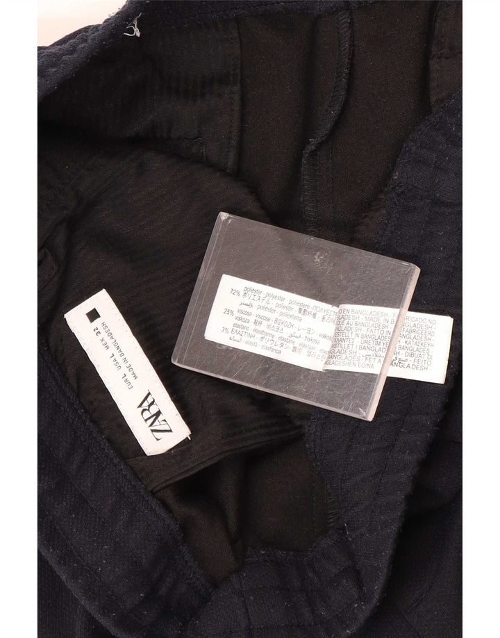 Zara Herre Slim Chino Bukser Large W32 L31 Marineblå Polyester