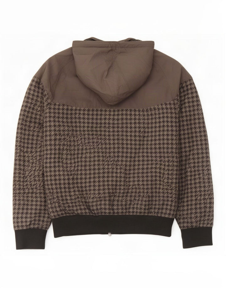 Nike Bomberjakke med hætte til mænd UK 34/36 lille grå Houndstooth-polyester