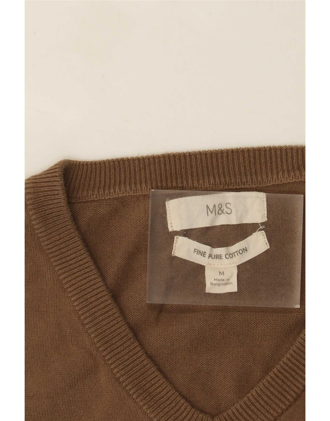 Marks & Spencer Herre V-hals sweater Medium Brun Bomuld