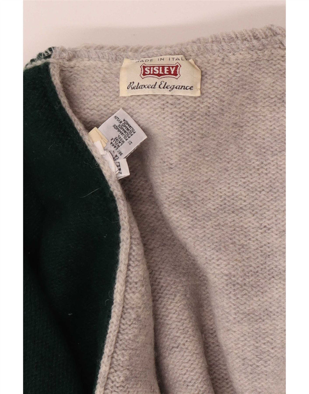 Sisley Herre grafisk rullehals sweater XL Grå Colourblock Uld