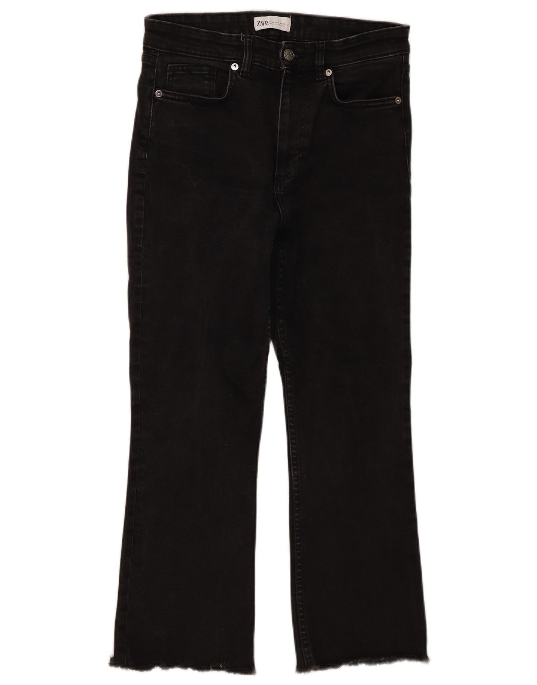 Zara Dame Straight Jeans EU 42 Large W32 L25 Sort Bomuld