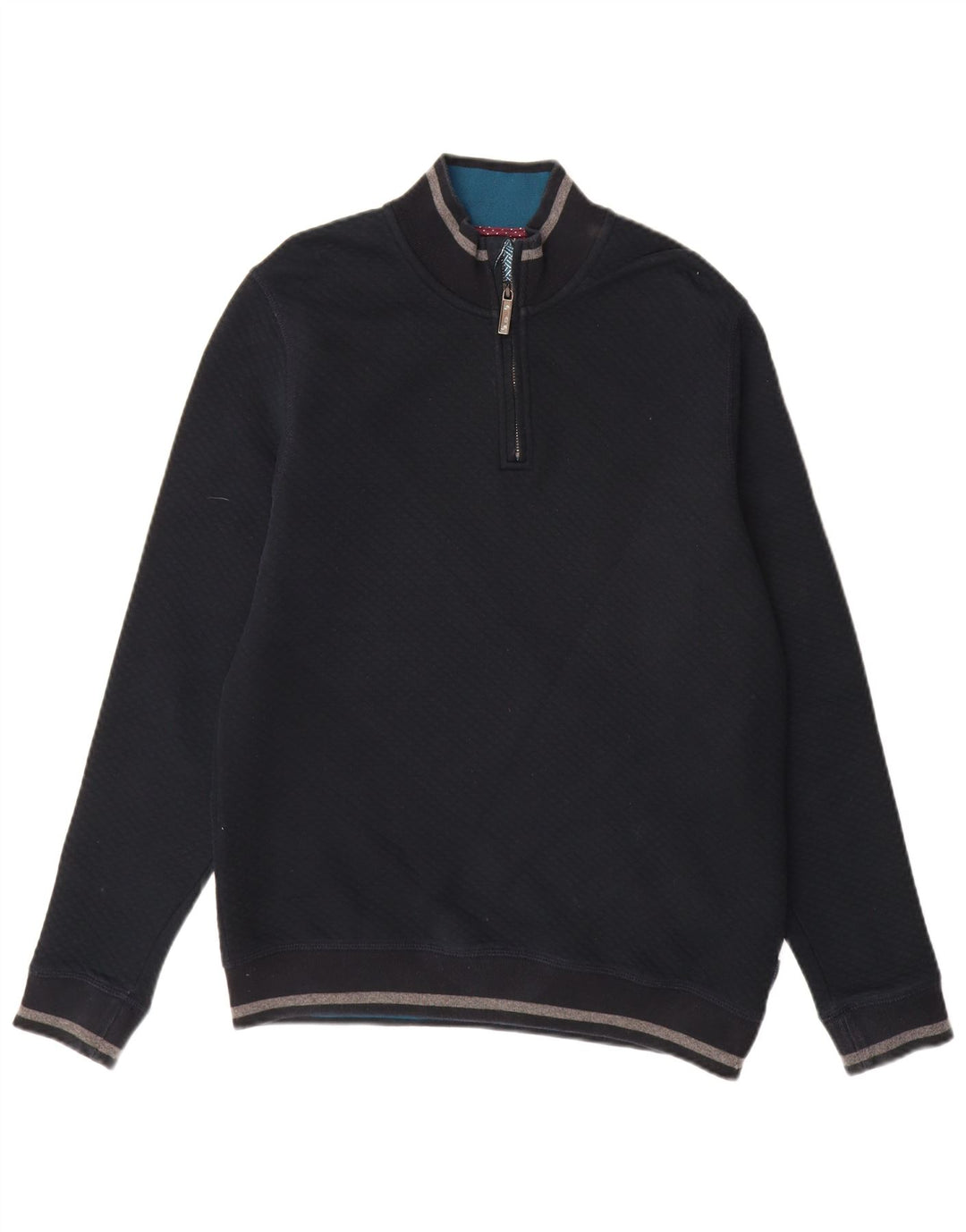 TED BAKER Mens Zip Neck Sweatshirt Jumper Medium Navy Blue Cotton
