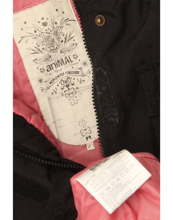 ANIMAL Dame Hætte vindjakke UK 10 Lille sort polyamid