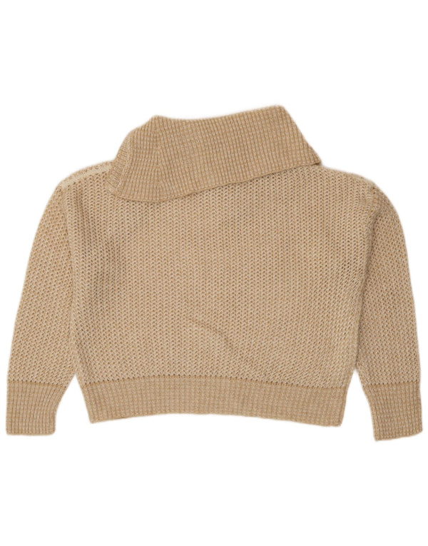 STEFANEL Dame Oversized Button Neck Jumper Sweater UK 16 Large Beige