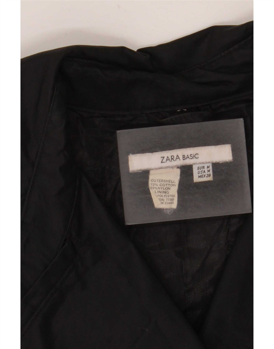 Zara Dame Trench Coat UK 12 Medium Sort Bomuld