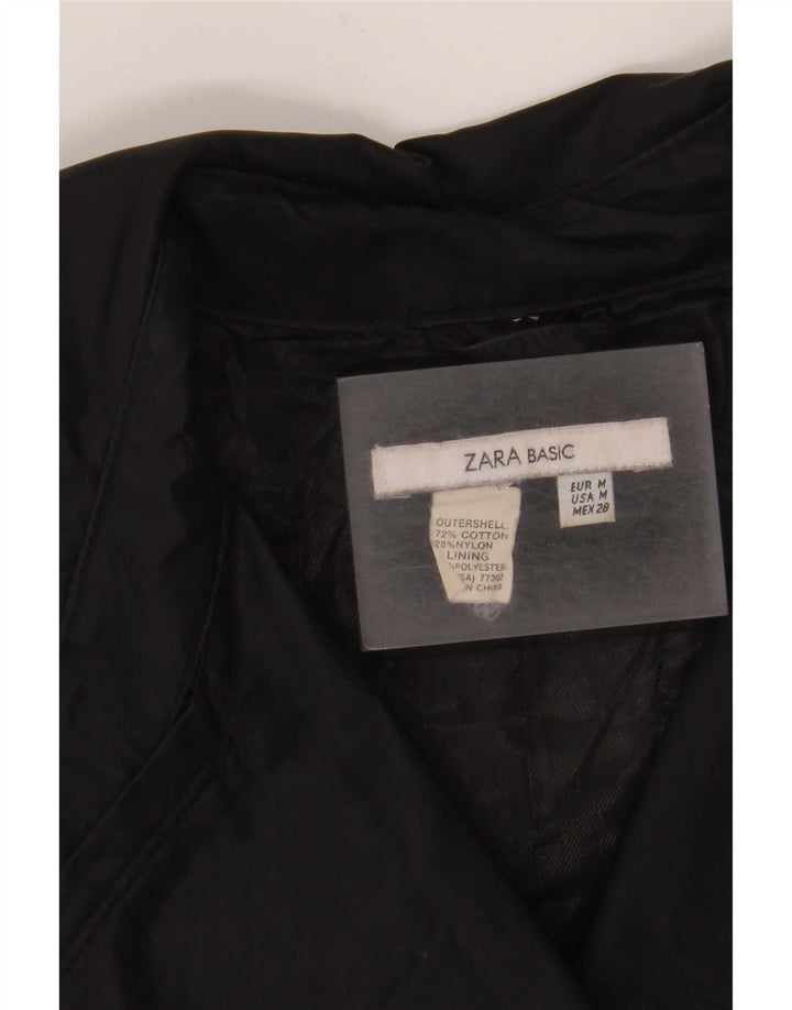 Zara Dame Trench Coat UK 12 Medium Sort Bomuld
