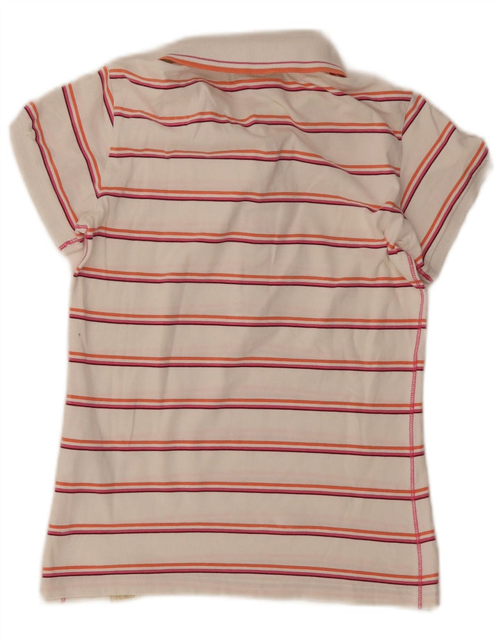 Champion Dame Polo Shirt UK 12 Mellem hvid stribet bomuld