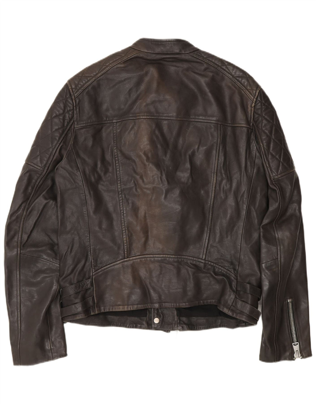All Saints Herre Læder Biker Jacket UK 40 Stor Sort Læder