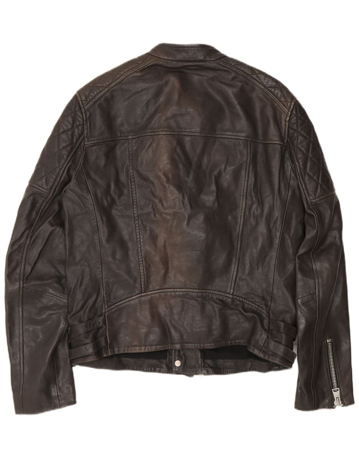 All Saints Herre Læder Biker Jacket UK 40 Stor Sort Læder