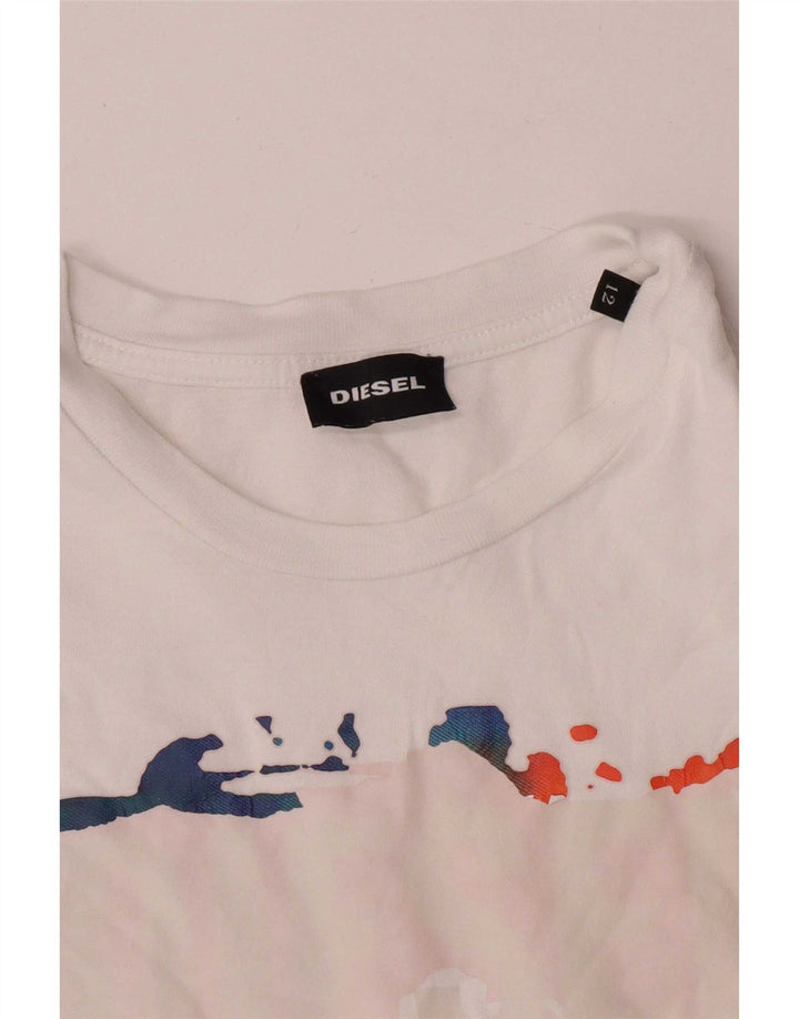 Diesel Drenge Grafisk T-Shirt Top 11-12 År Hvid