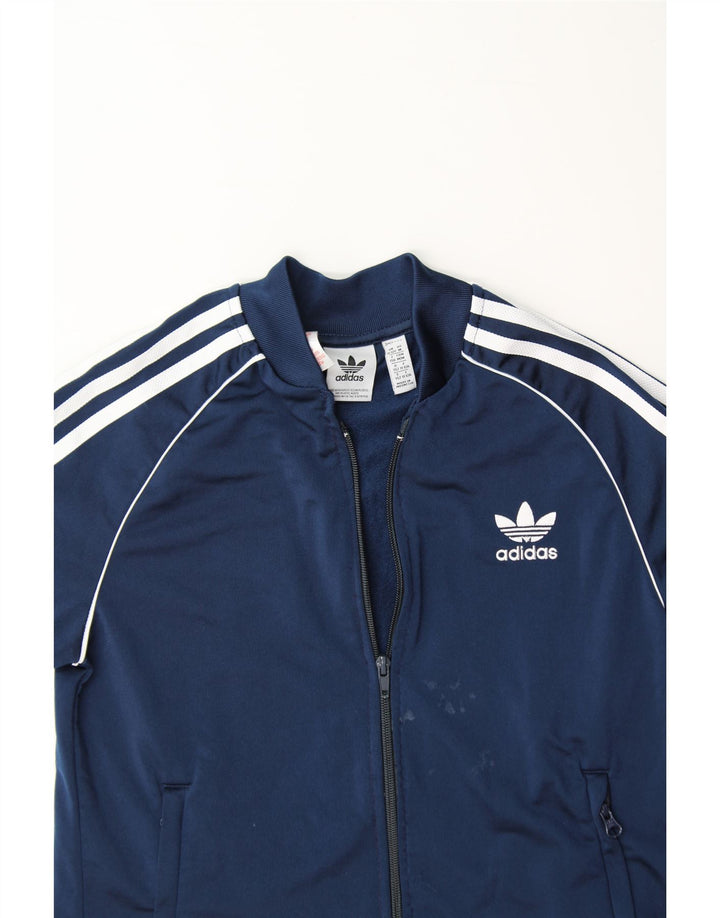 ADIDAS Boys Tracksuit Top Jacket 11-12 Years Navy Blue Polyester Vintage Adidas and Second-Hand Adidas from Messina Hembry 