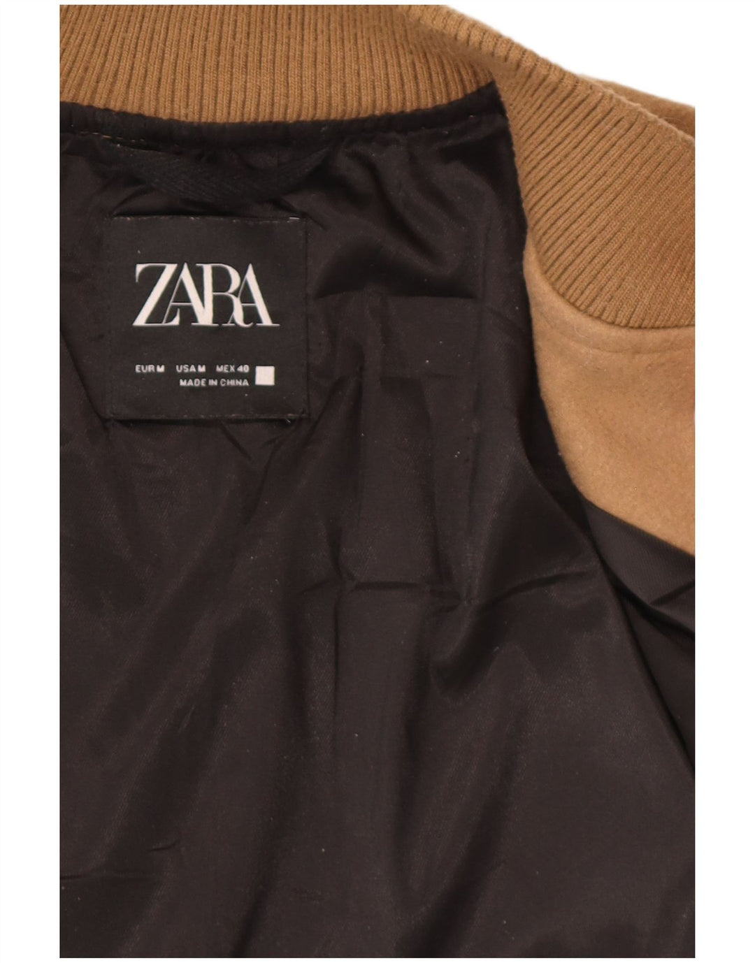 Zara Herre Bomber Jacket UK 38 Medium Brun Polyester