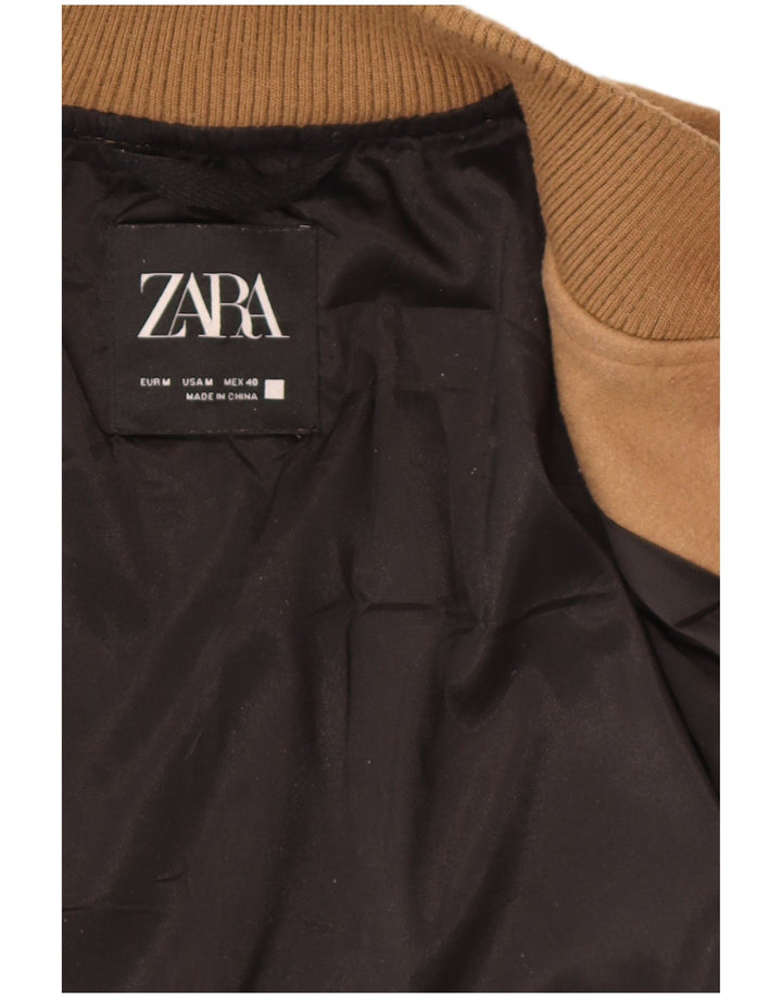 Zara Herre Bomber Jacket UK 38 Medium Brun Polyester