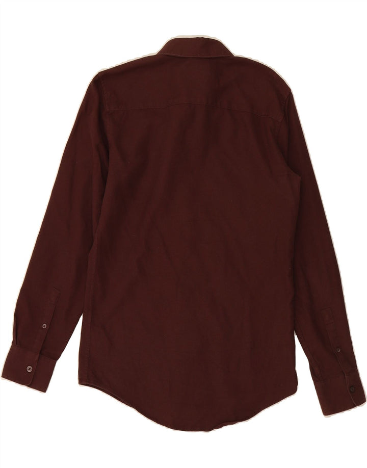 ZARA Mens Slim Fit Shirt Small Burgundy Check Cotton Vintage Zara and Second-Hand Zara from Messina Hembry 