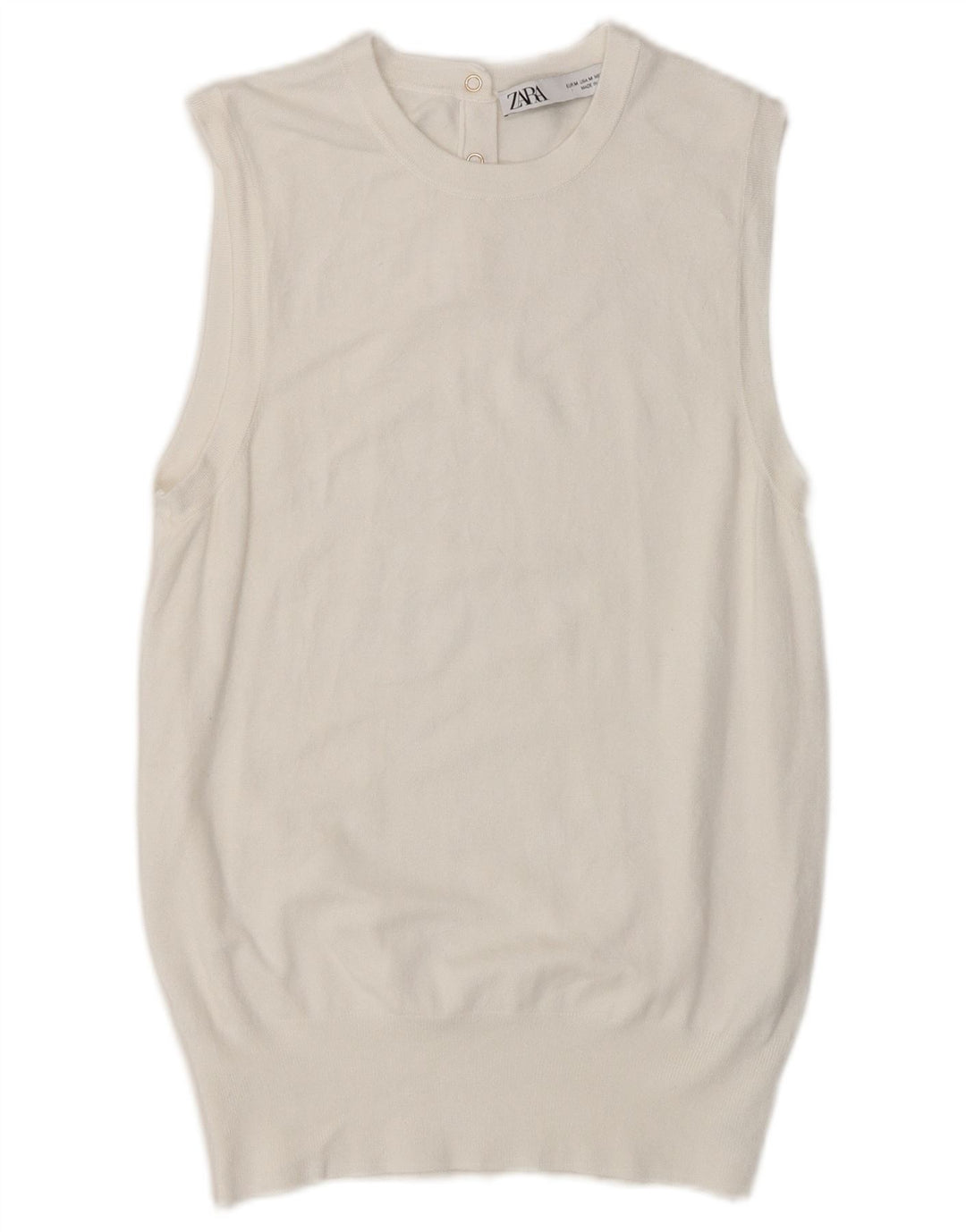 Zara Dame Vest Tank Top UK 14 Medium White Viscose
