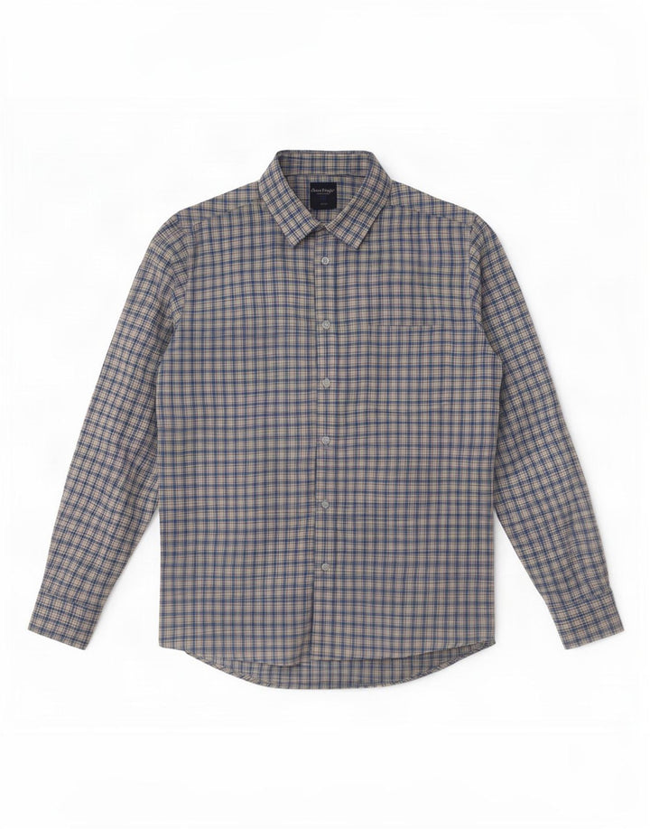 James Pringle herre flannelskjorte mellemblå ternet polyester