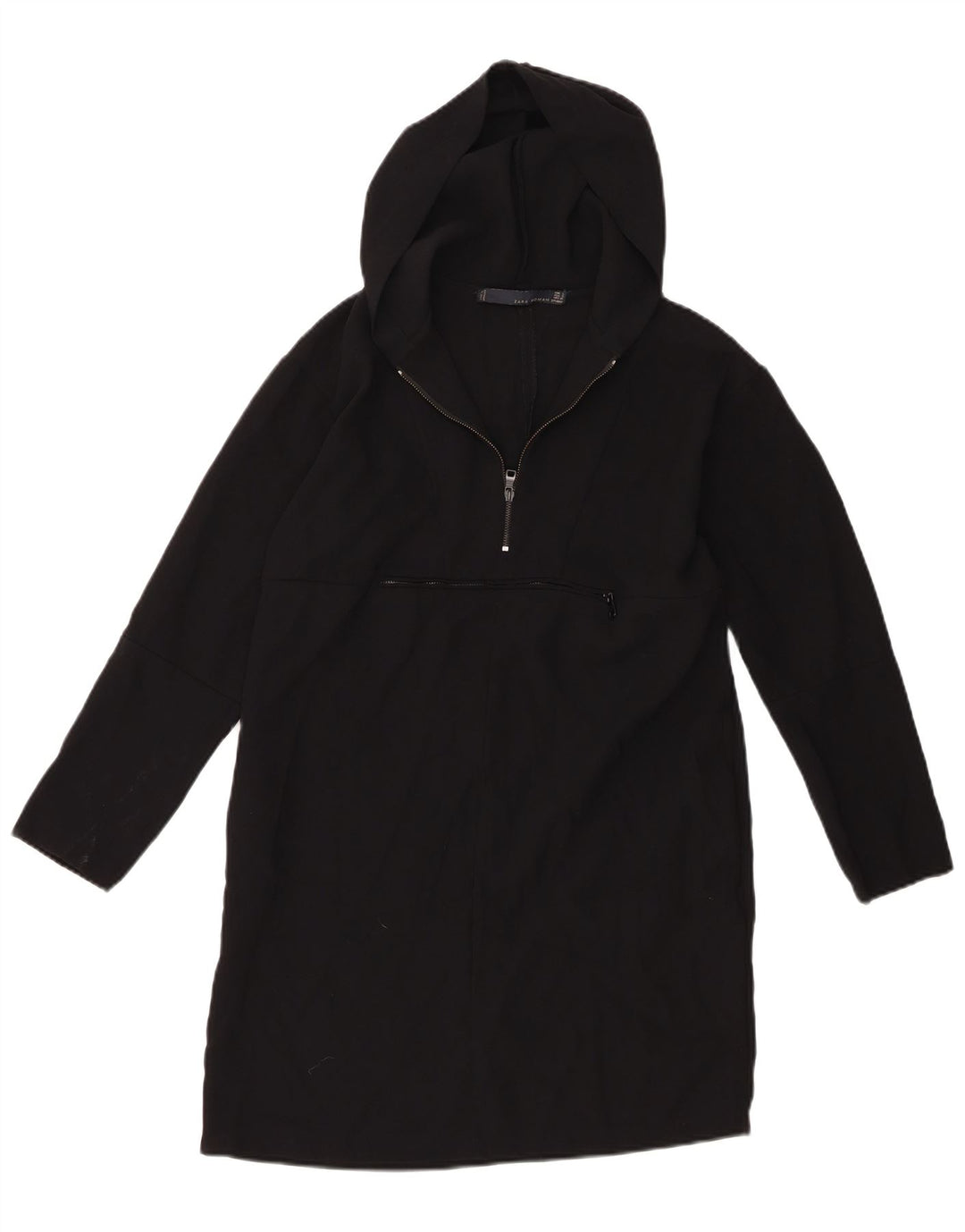 Zara Dame Pullover Hættetrøje Kjole UK 10 Small Black Polyester