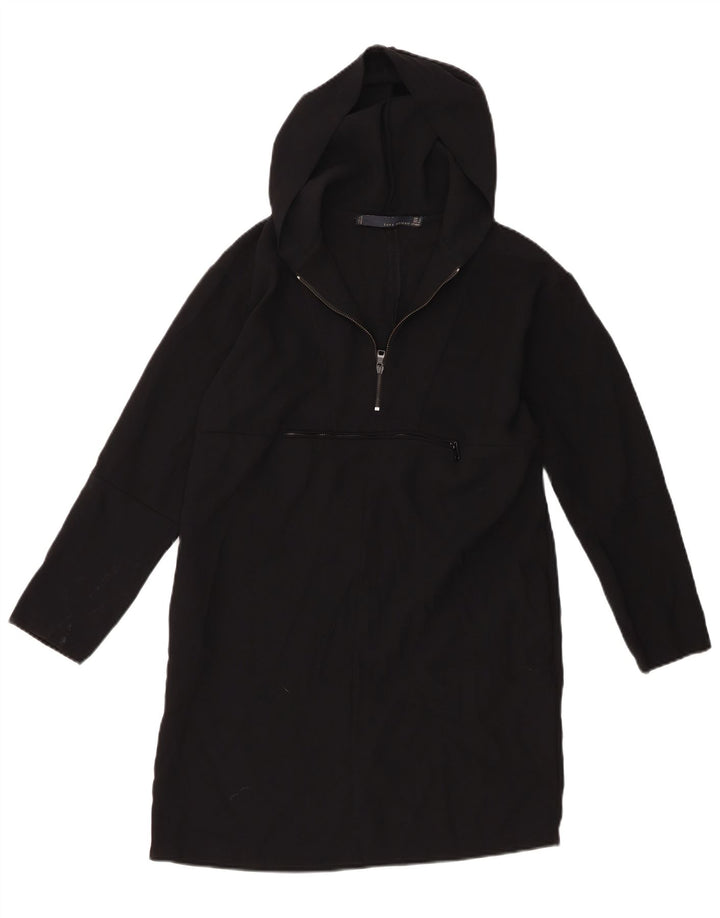 Zara Dame Pullover Hættetrøje Kjole UK 10 Small Black Polyester