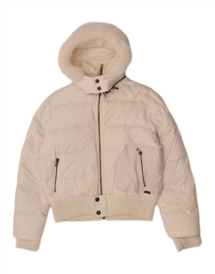 Phard Polstret hættejakke til kvinder UK 14 Medium White Nylon