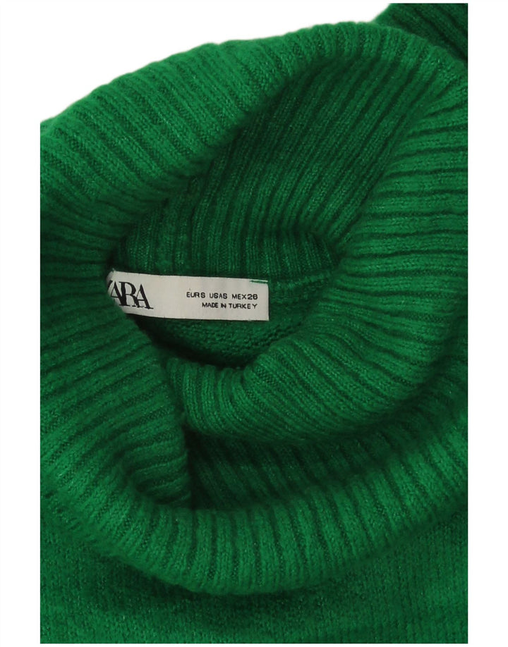 Zara Womens Crop Oversized rullehals sweater UK 10 Small Green