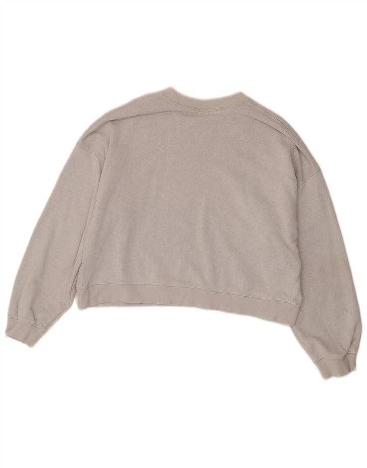 Nike Womens Crop Oversized Sweatshirt Jumper UK 14 Medium Grey Bomuld