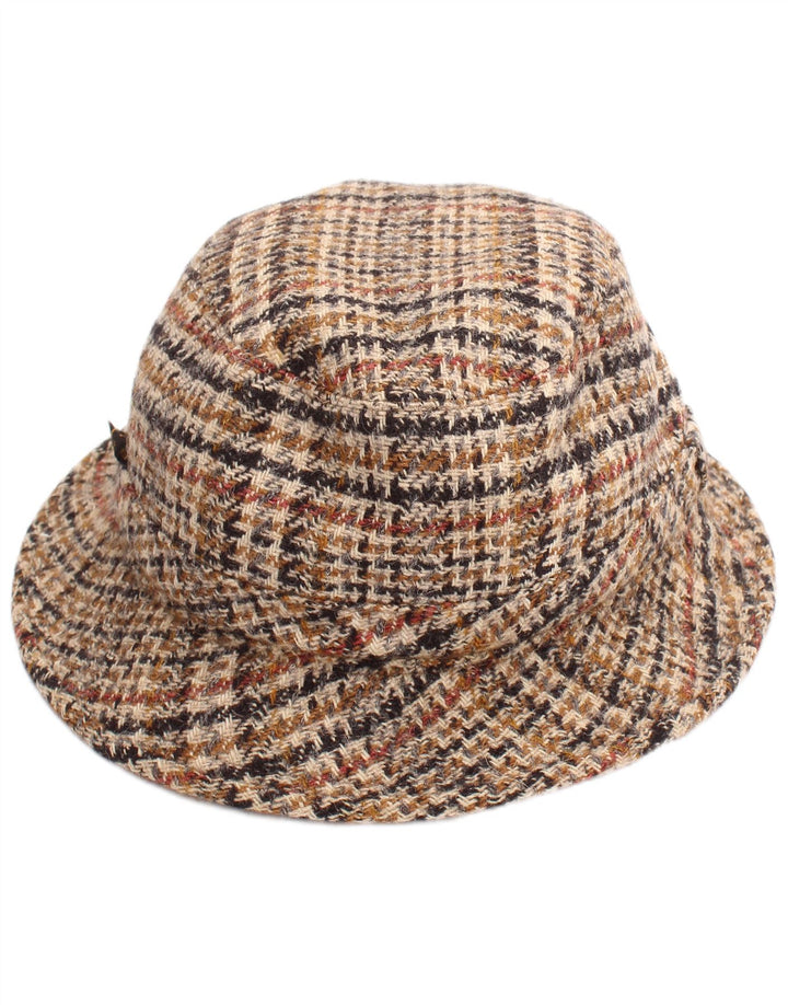 Vintage Bucket Hat til mænd Large Beige Houndstooth Classic