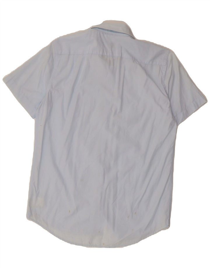 LACOSTE Mens Short Sleeve Shirt Size 40 Medium Blue Cotton Vintage Lacoste and Second-Hand Lacoste from Messina Hembry 