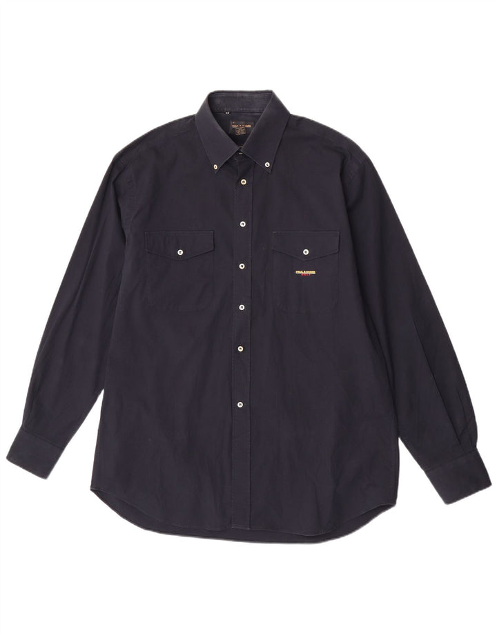 Paul & Shark Herre golfskjorte str. 42 Large Navy Blue Cotton