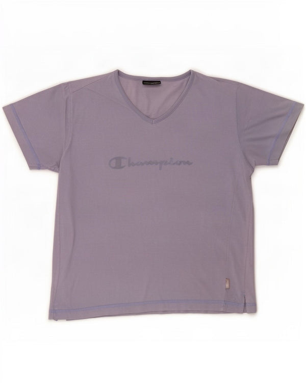 Champion Dame Grafisk T-Shirt Top UK 12 Medium Lilla