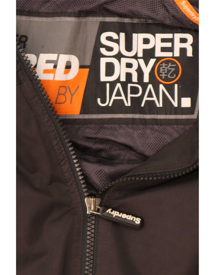 Superdry Windbreaker-jakke med hætte til mænd UK 40 Stor sort polyester