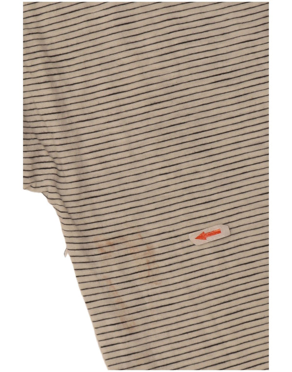 Boden Dame Oversized Top 3/4 ærmer UK 10 Small White Pinstripe Bomuld