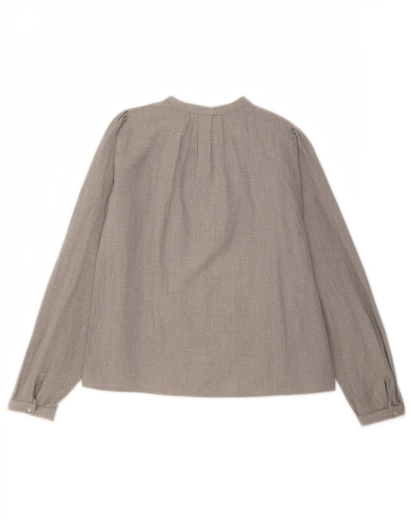 Zara Dame Langærmet Loose Fit Skjorte Bluse UK 10 Small Grey Floral