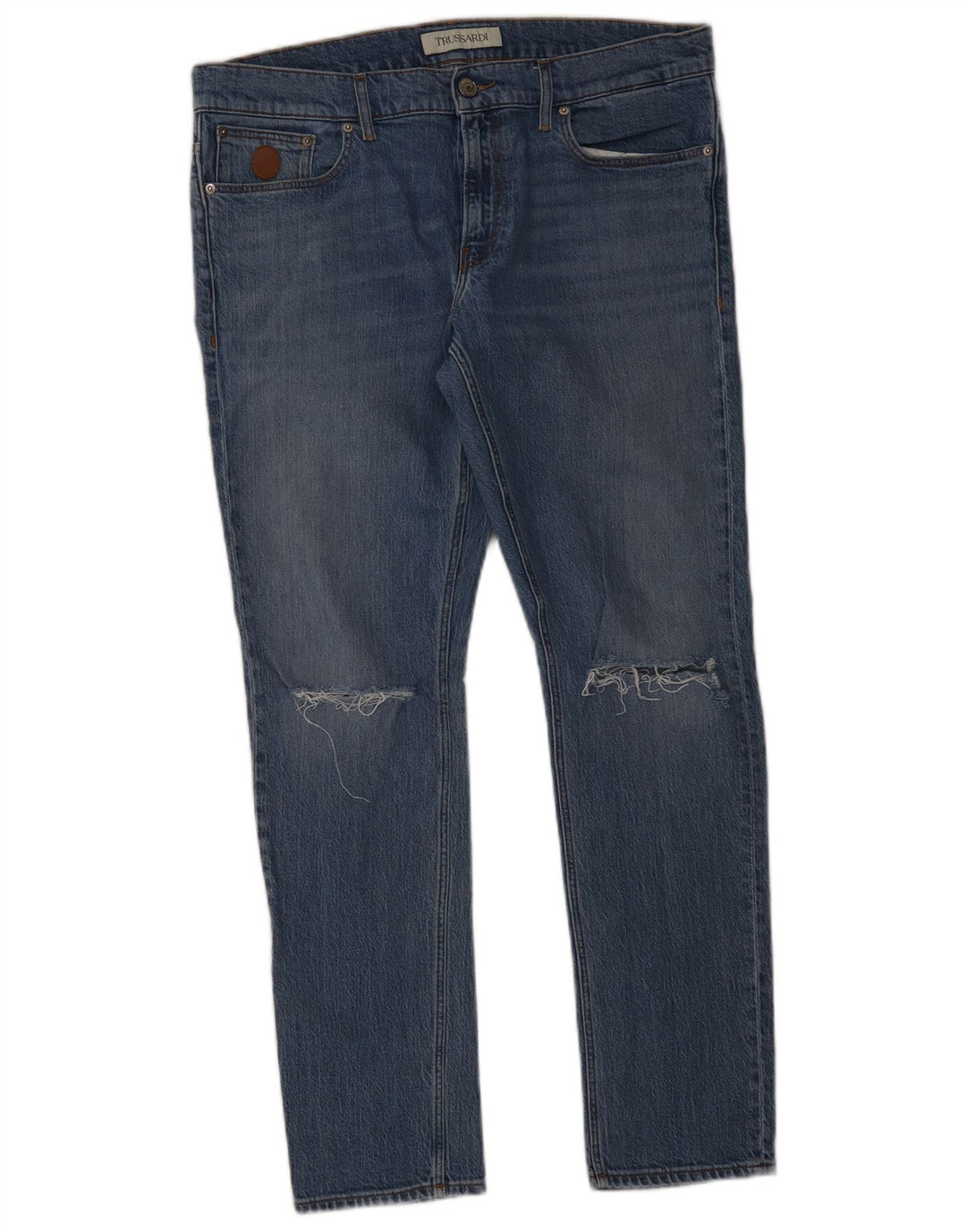 Trussardi Herre Distressed Slim Jeans W34 L31 Blå