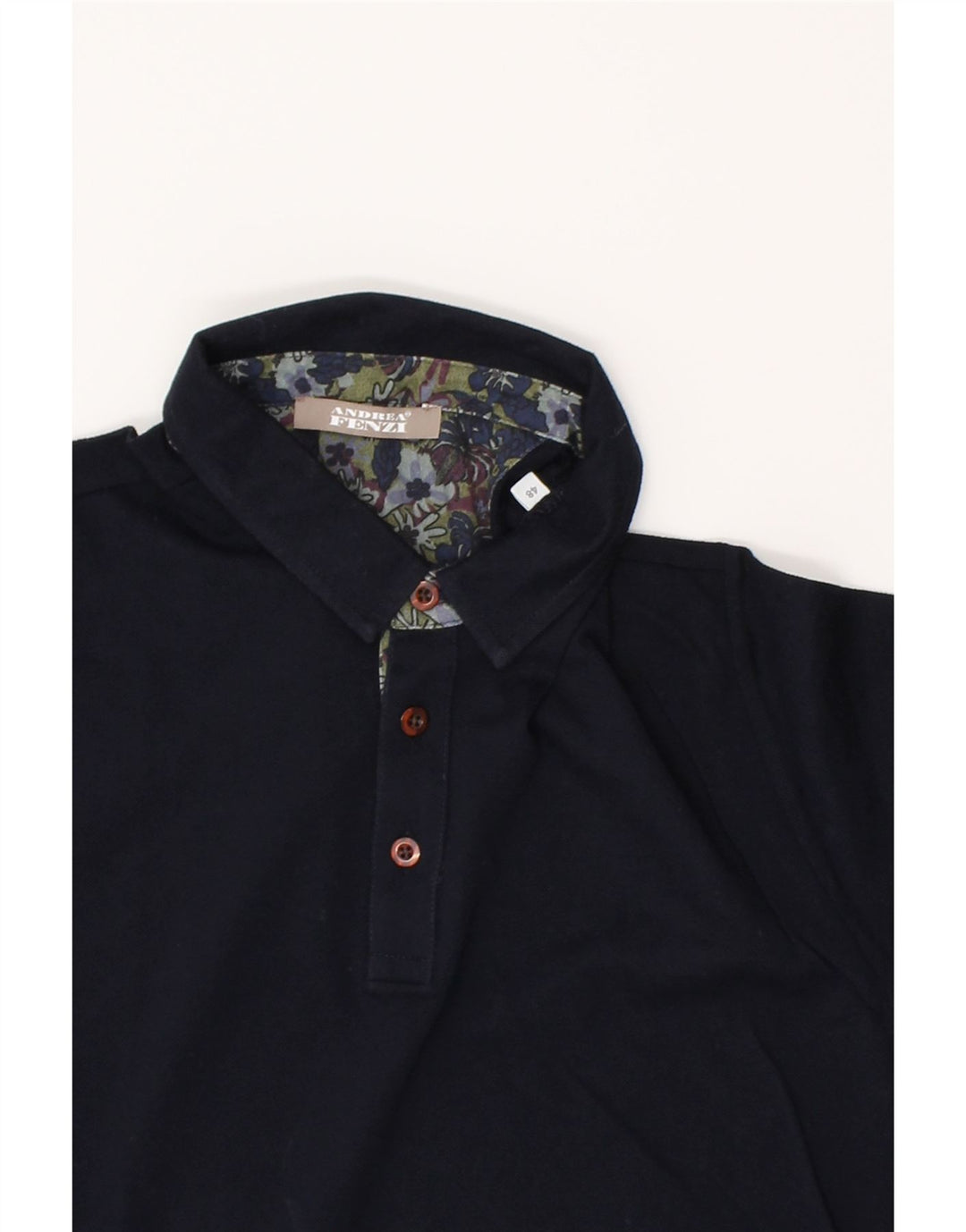 ANDREA FENZI Mens Polo Shirt IT 48 Medium Navy Blue Cotton Vintage Andrea Fenzi and Second-Hand Andrea Fenzi from Messina Hembry 