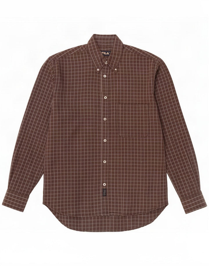 Fila Herre Regular Fit Flannel Shirt IT 46/48 Small Brown Plaid