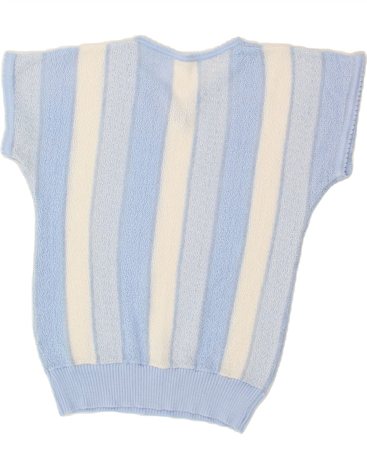VINTAGE Womens Blouse Top UK 12 Medium Blue Striped Vintage Vintage and Second-Hand Vintage from Messina Hembry 