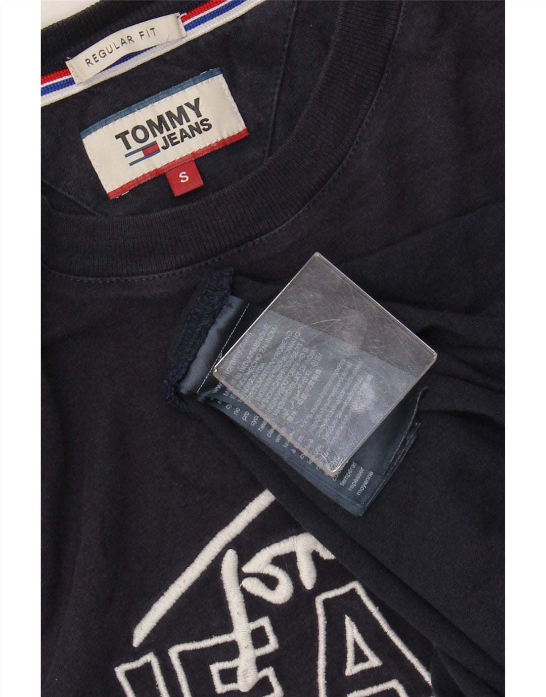 TOMMY HILFIGER Herre Regular Fit grafisk T-shirt Top Lille marineblå bomuld