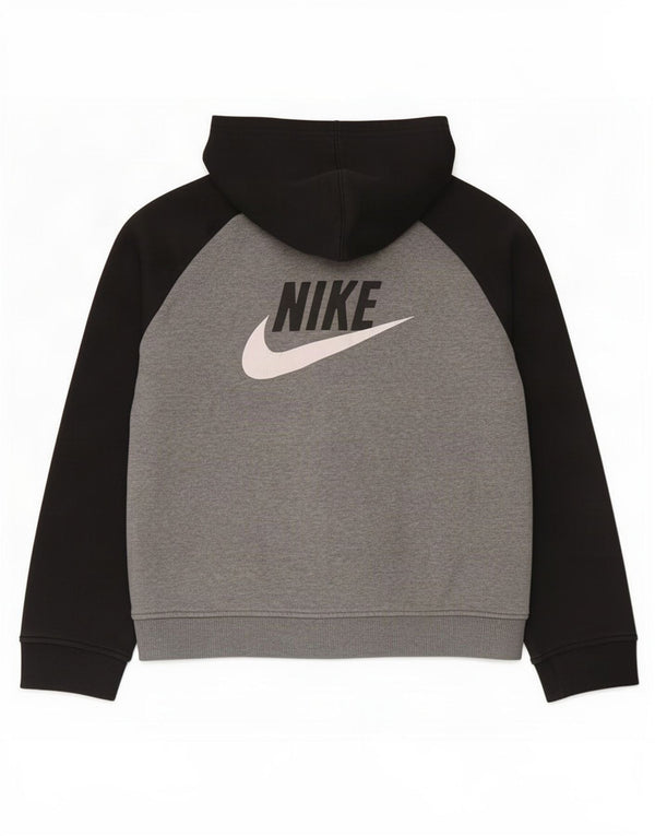 Nike drenge grafisk hættetrøjetrøje med lynlås 10-11 år mellemgrå farveblok