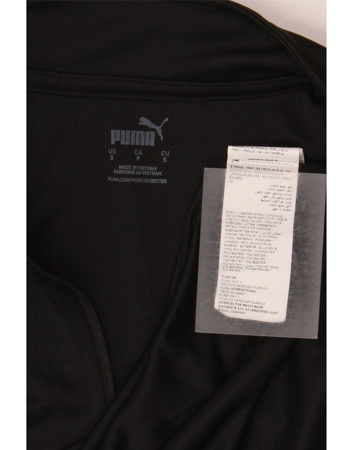 Puma Herre Lombardia Uno Grafisk Zip Neck Pullover Træningsdragt Top Lille Sort